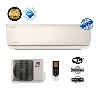 Aparat aer conditionat marca GREE BORA Eco  A4 Silver cu KIT INSTALARE, 9000 BTU, GWH09AAB/K6DNA4A